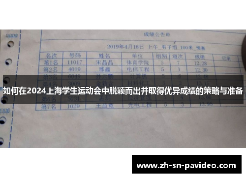 如何在2024上海学生运动会中脱颖而出并取得优异成绩的策略与准备
